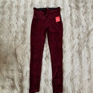 NWT SPANX  Deep Red/Cranberry Velvet Leggings.